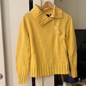 Yellow Women's Sweater with Button Collar